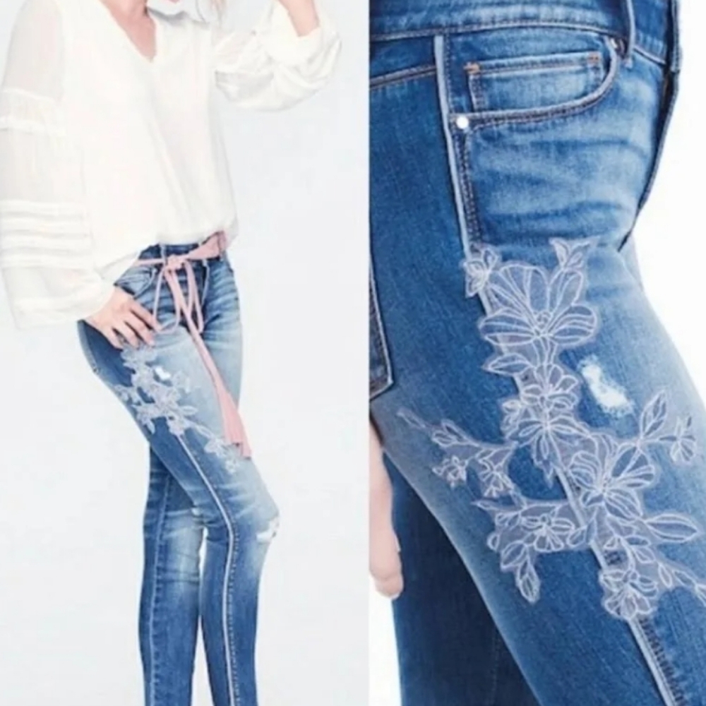 WHBM The Skinny Embroidered Skinny Jeans